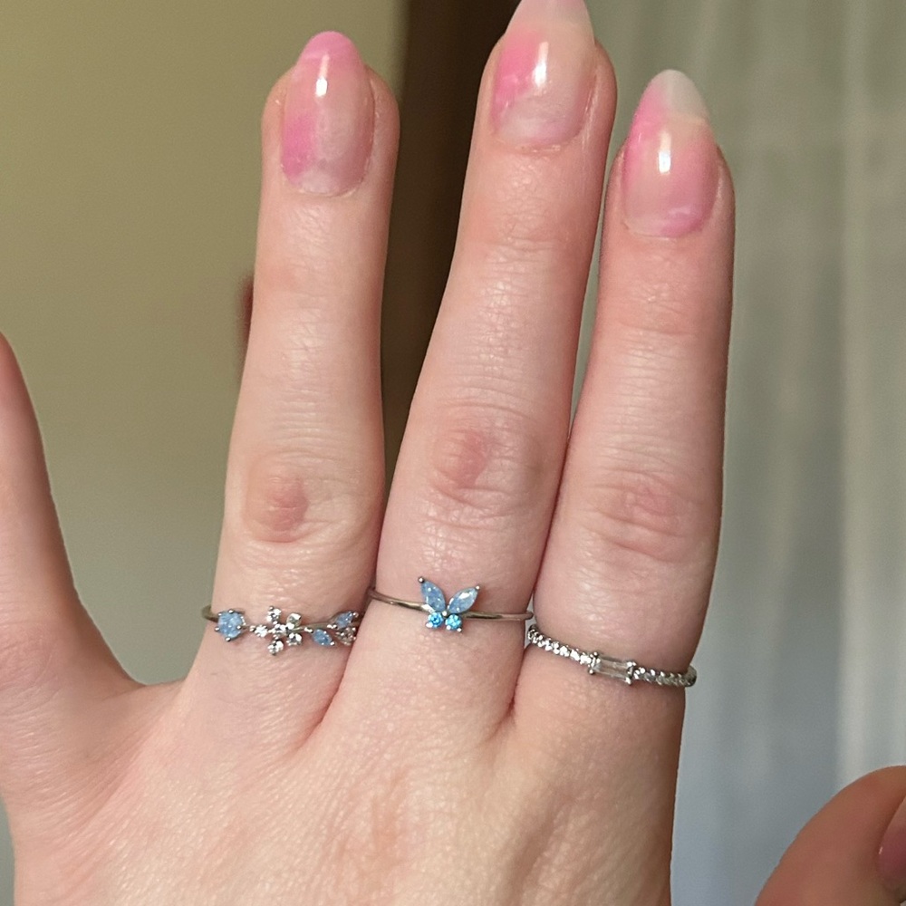 Set of 3 sterling silver gem rings